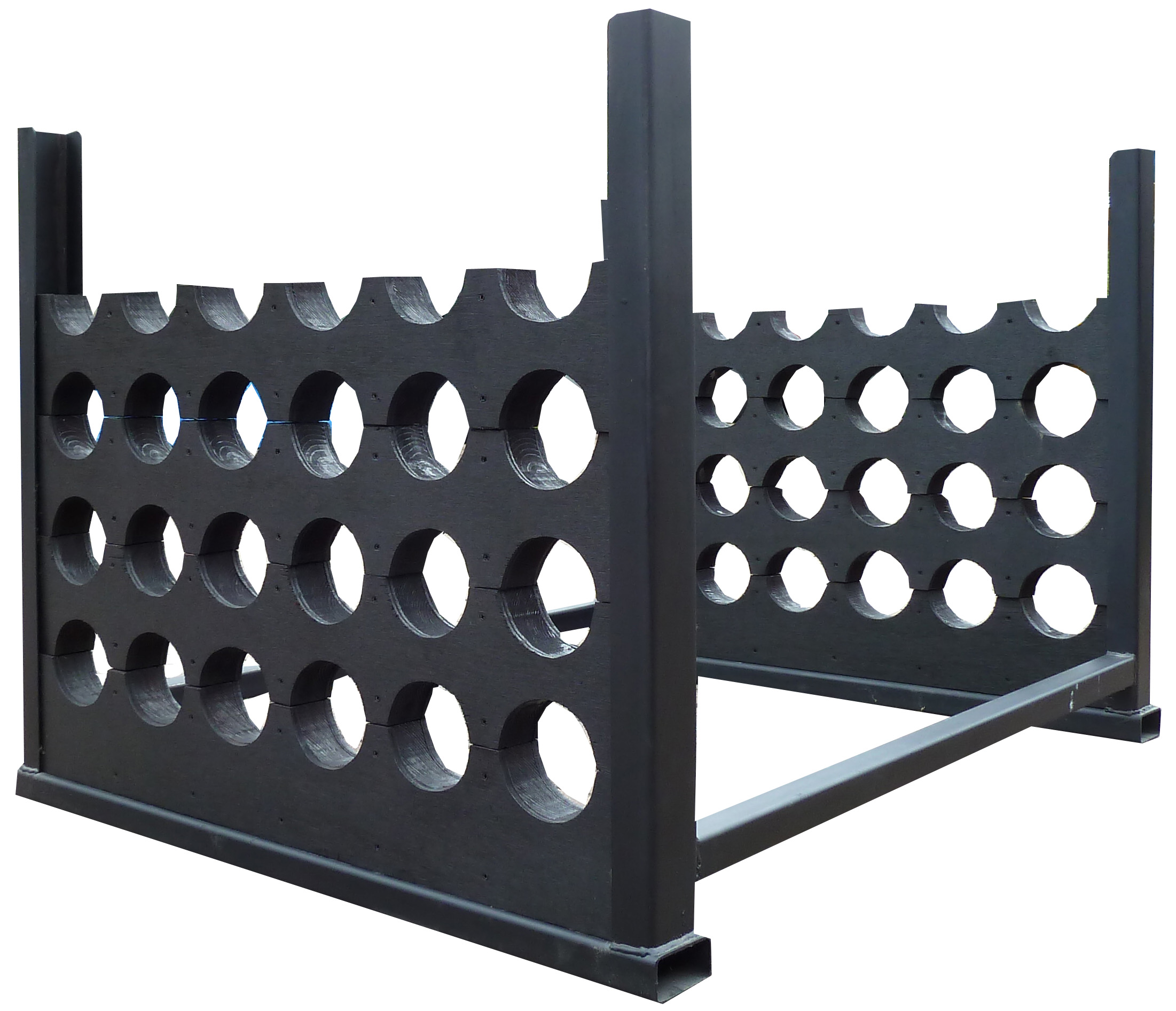 Equi rack with dividers for 24 poles in black